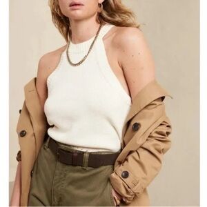 Banana Republic Factory Sleeveless Knit Halter Top in Light Beige Size Small